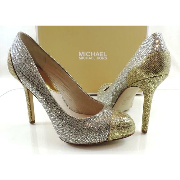 Women's Shoes Michael Kors Sinclair Pump Cap Toe Stiletto Heels Silver Size 7.5 - Picture 3 of 8
